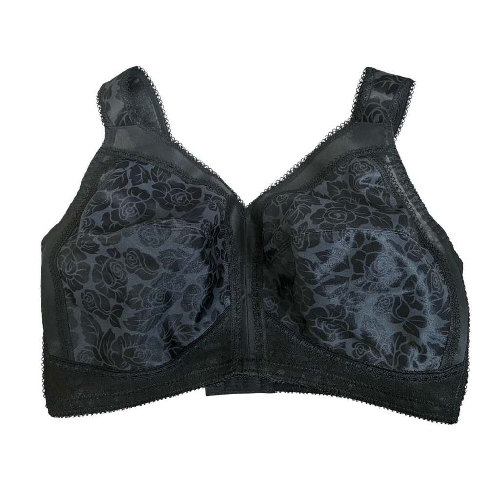 Underscore JCPenney Black Floral Rose Jacquard Wireless Bra‎ 38DD/E Full Cover